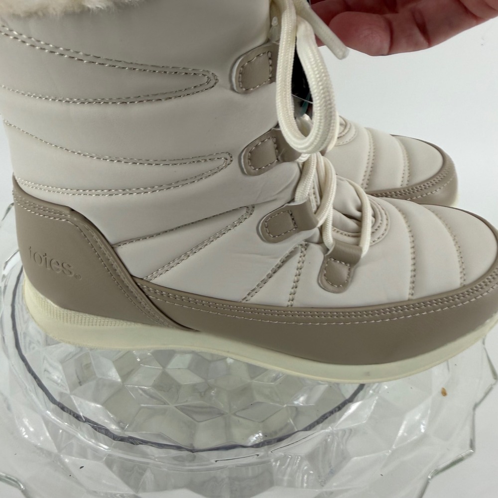 Totes Waterproof Insulated Winter Sno Boot Women Size 7 Cream Tan Faux Fur Lined - Picture 8 of 16